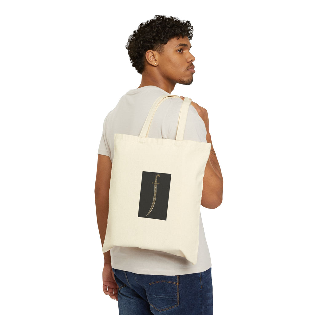 Canvas Tote Bag — Minimal Gold 'f' Monogram on Black Panel