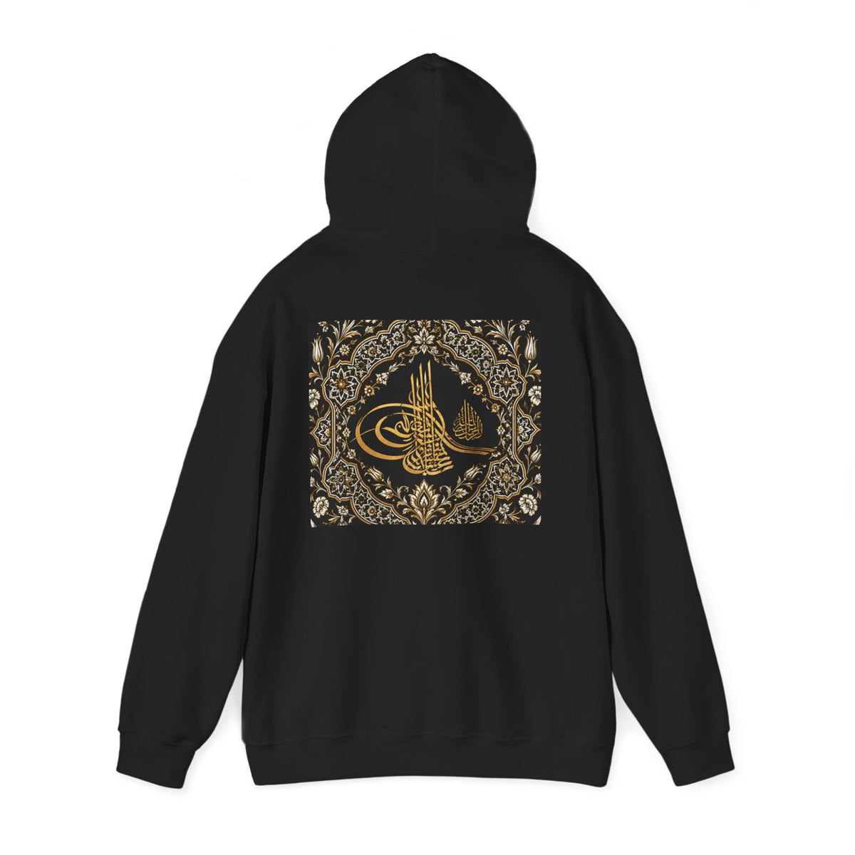 Ottoman Sword & Tughra Hoodie — Gold Calligraphy Graphic Hoodie