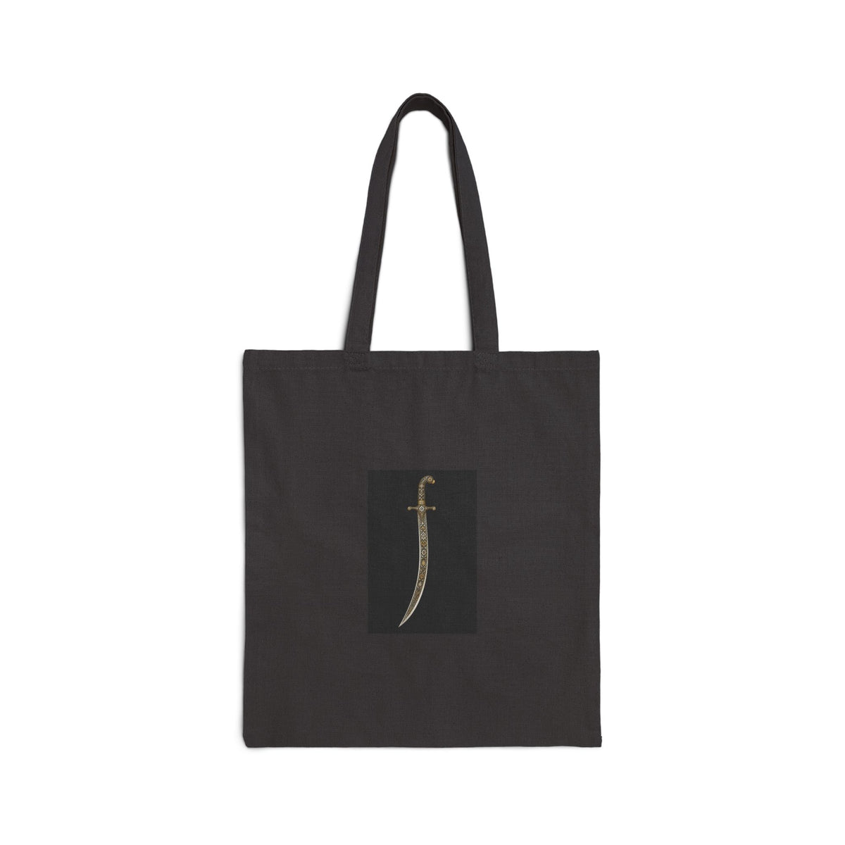 Canvas Tote Bag — Minimal Gold 'f' Monogram on Black Panel