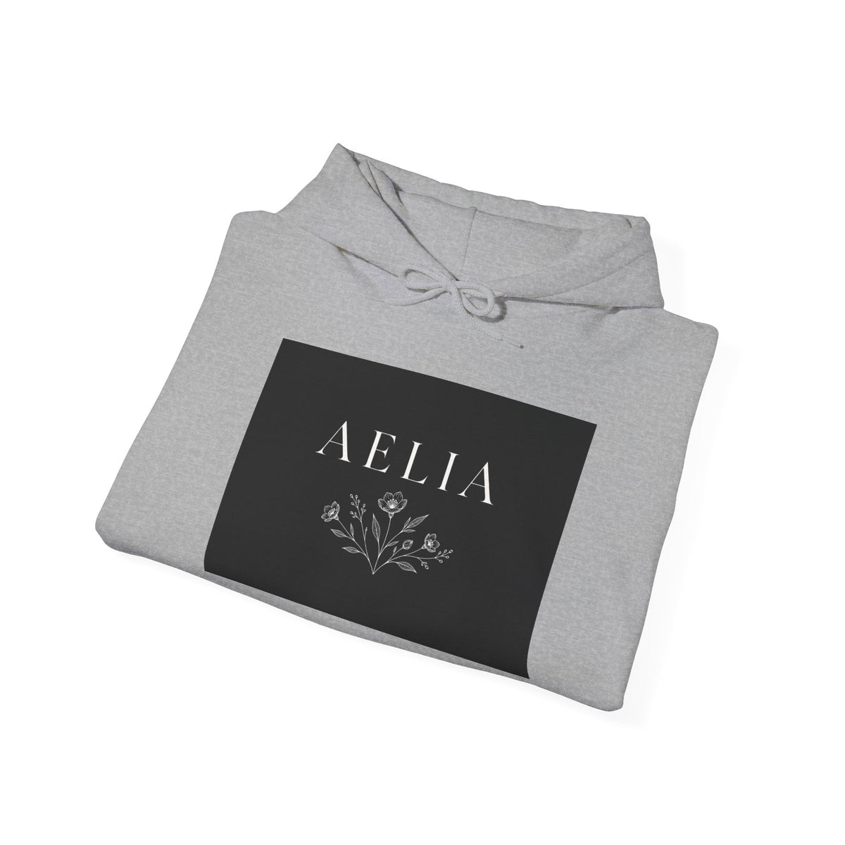 Aelia Floral Logo Hoodie — Minimal Monochrome Women’s Name Sweatshirt