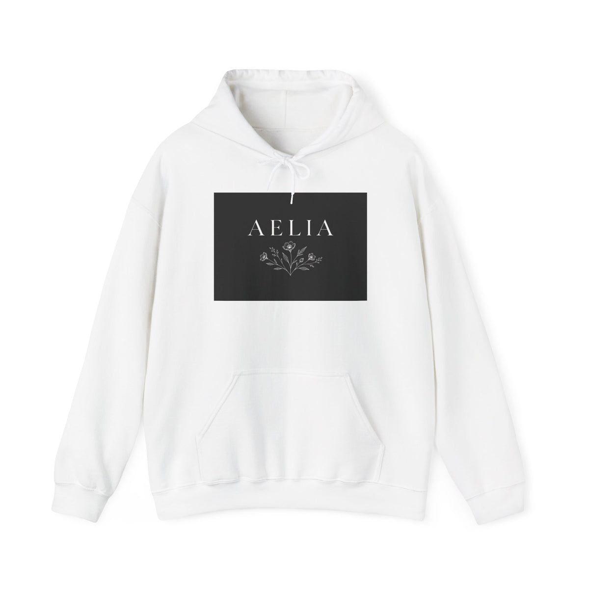 Aelia Floral Logo Hoodie — Minimal Monochrome Women’s Name Sweatshirt