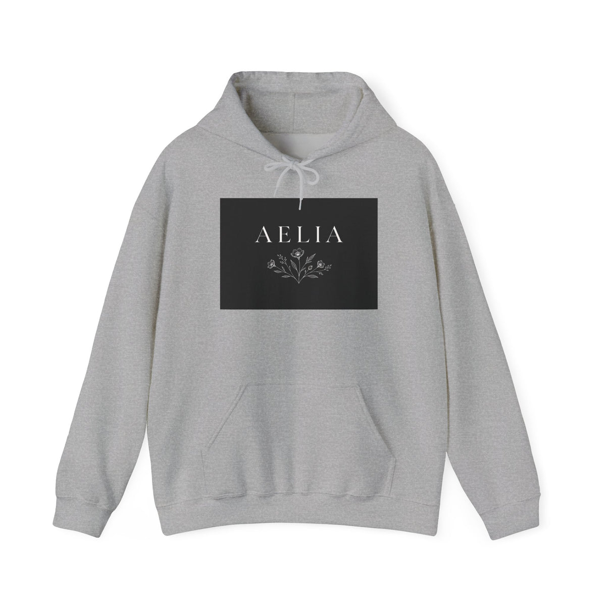 Aelia Floral Logo Hoodie — Minimal Monochrome Women’s Name Sweatshirt