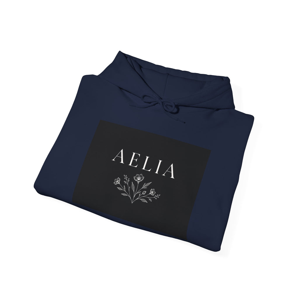 Aelia Floral Logo Hoodie — Minimal Monochrome Women’s Name Sweatshirt