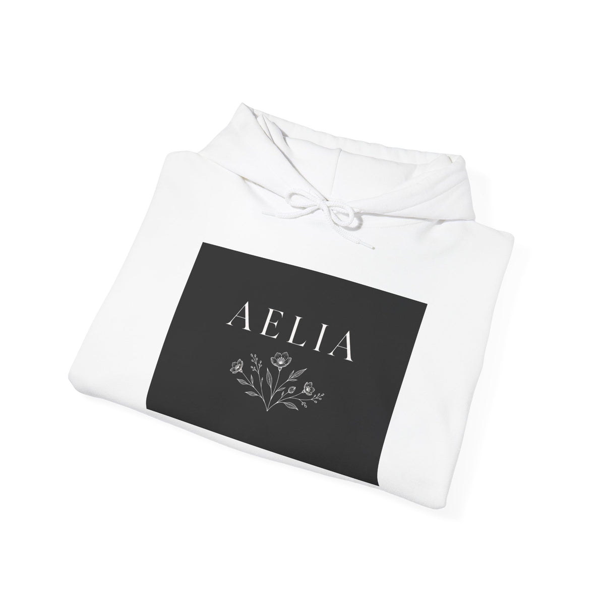 Aelia Floral Logo Hoodie — Minimal Monochrome Name Sweatshirt