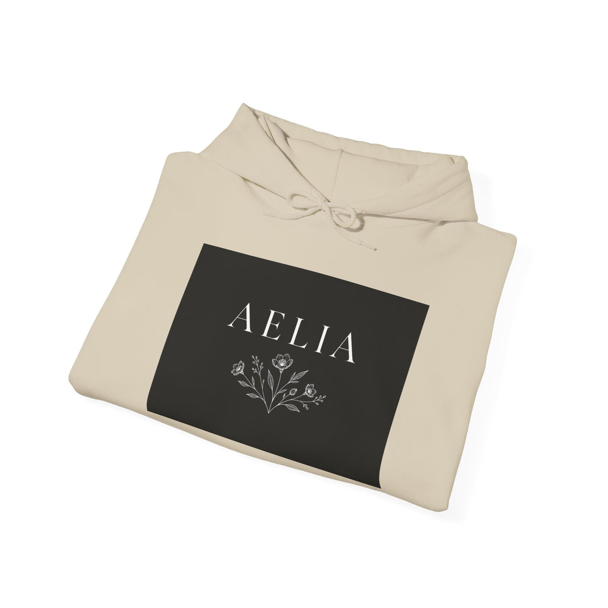 Aelia Floral Logo Hoodie — Minimal Monochrome Women’s Name Sweatshirt