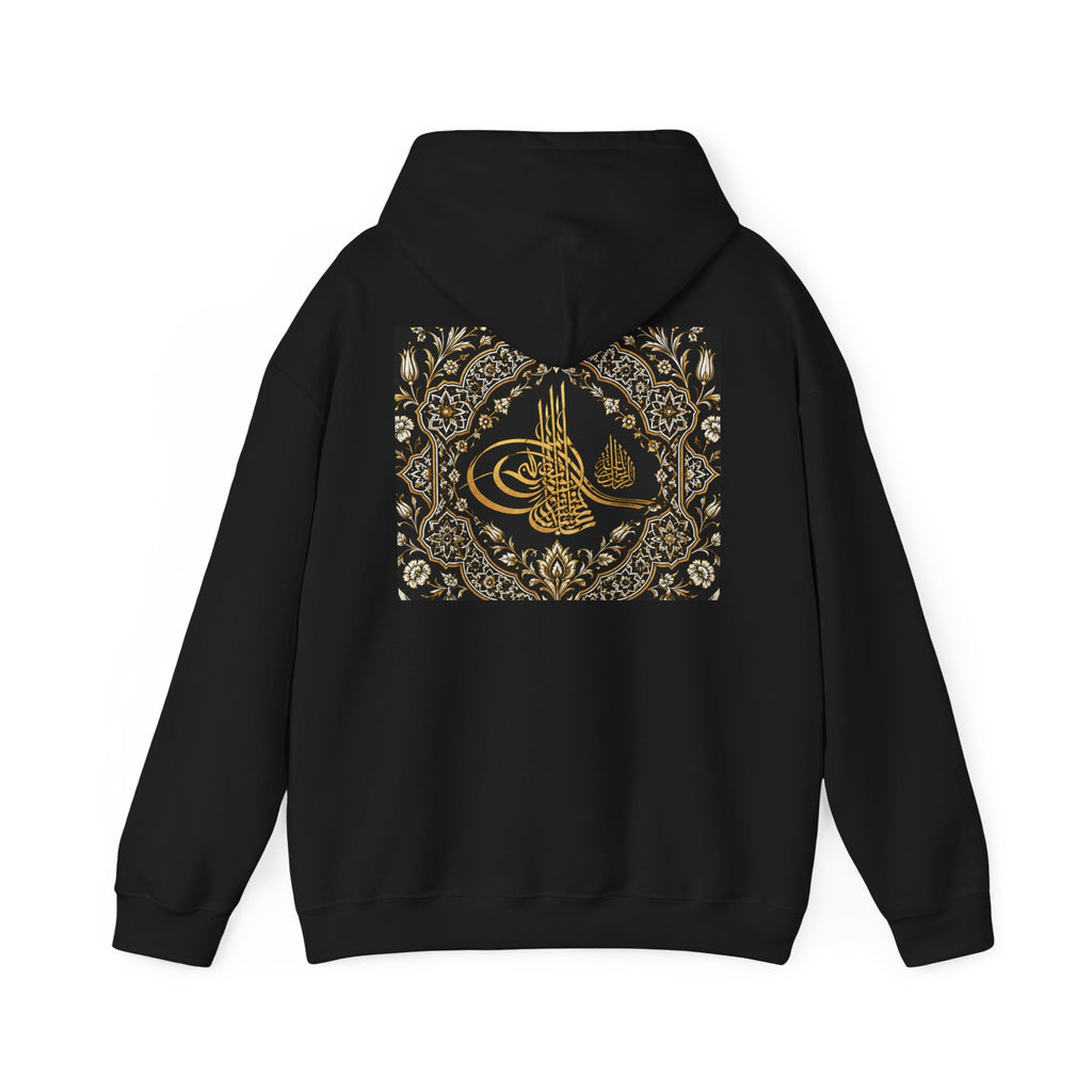Ottoman Sword & Tughra Hoodie — Gold Calligraphy Graphic Hoodie