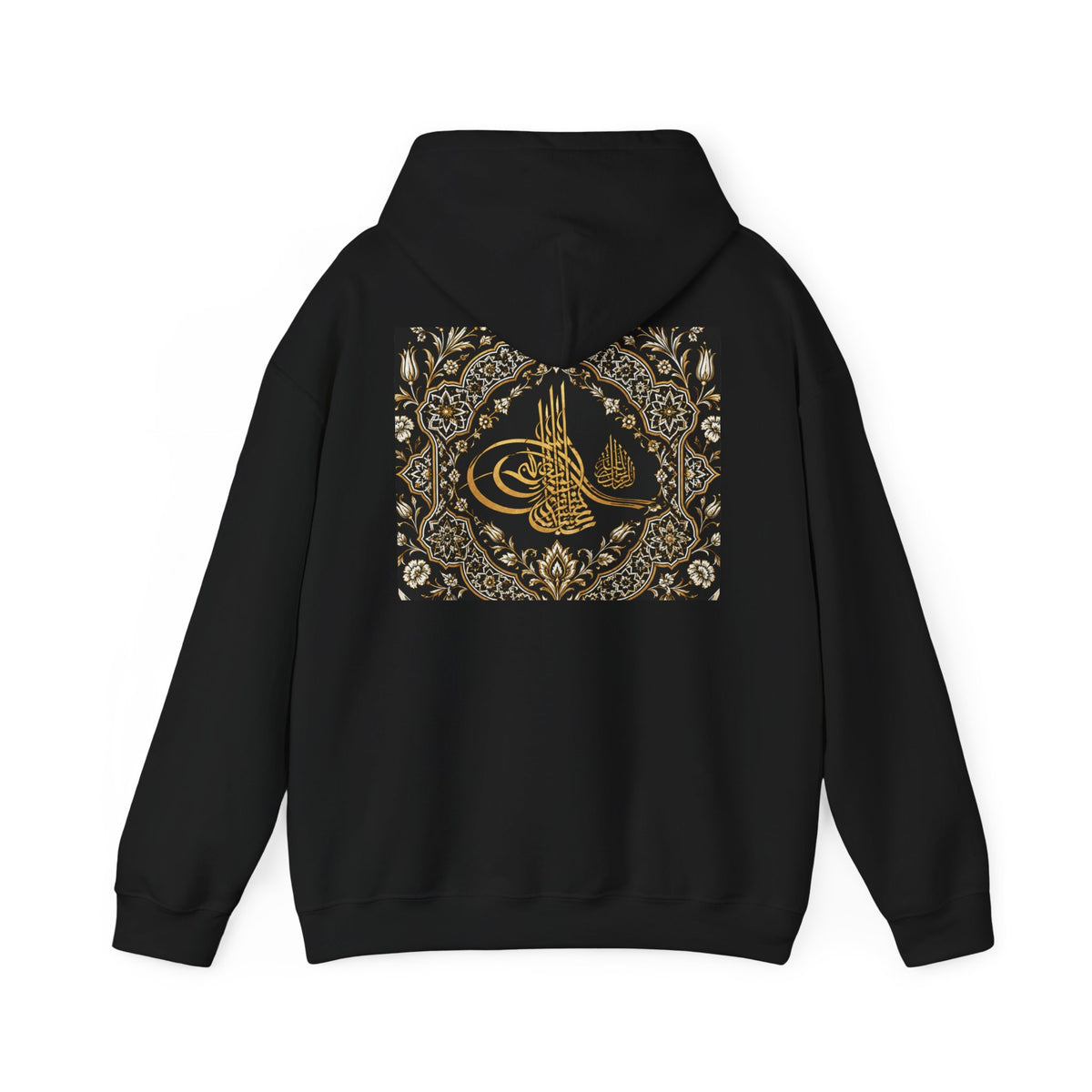 Ottoman Sword & Tughra Hoodie — Gold Calligraphy Graphic Hoodie