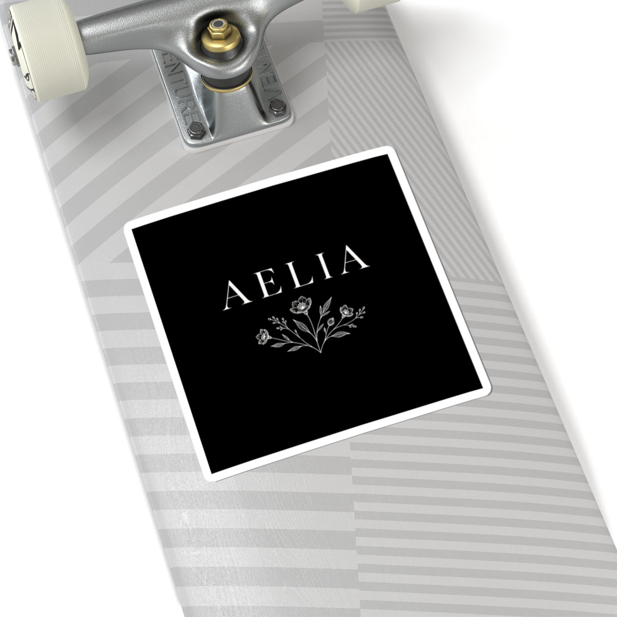 Aelia Floral Name Sticker — Elegant Monogram Kiss-Cut Sticker