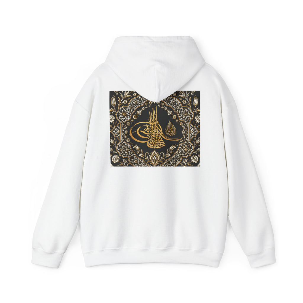 Ottoman Sword & Tughra Hoodie — Gold Calligraphy Graphic Hoodie