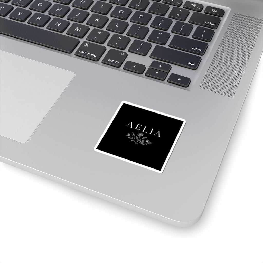 Aelia Floral Name Sticker — Elegant Monogram Kiss-Cut Sticker