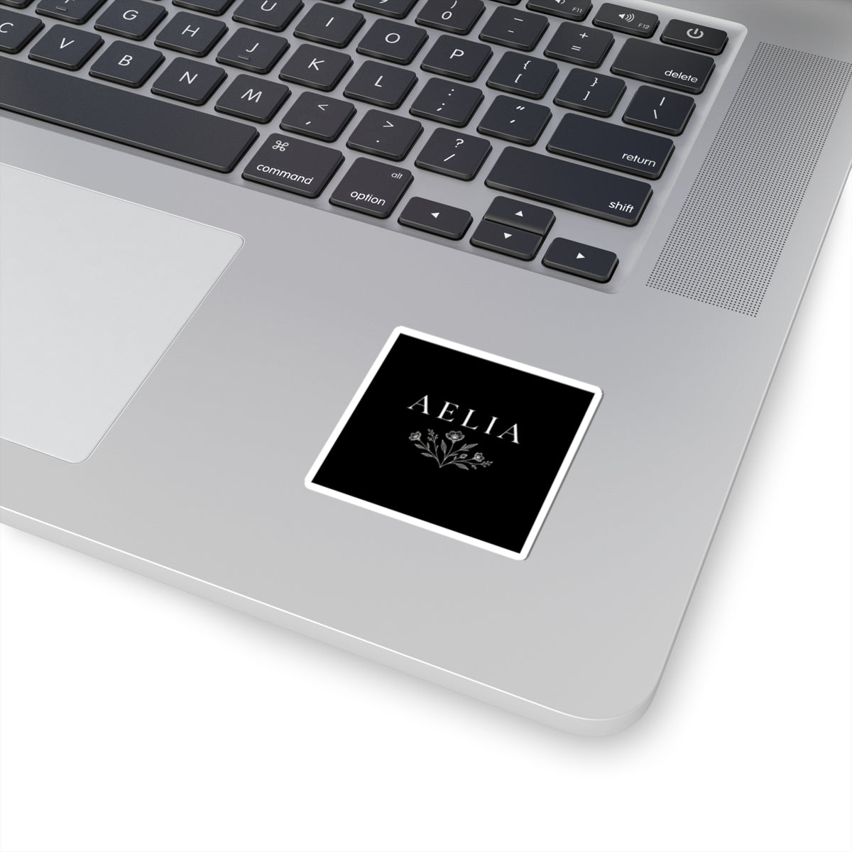 Aelia Floral Name Sticker — Elegant Monogram Kiss-Cut Sticker
