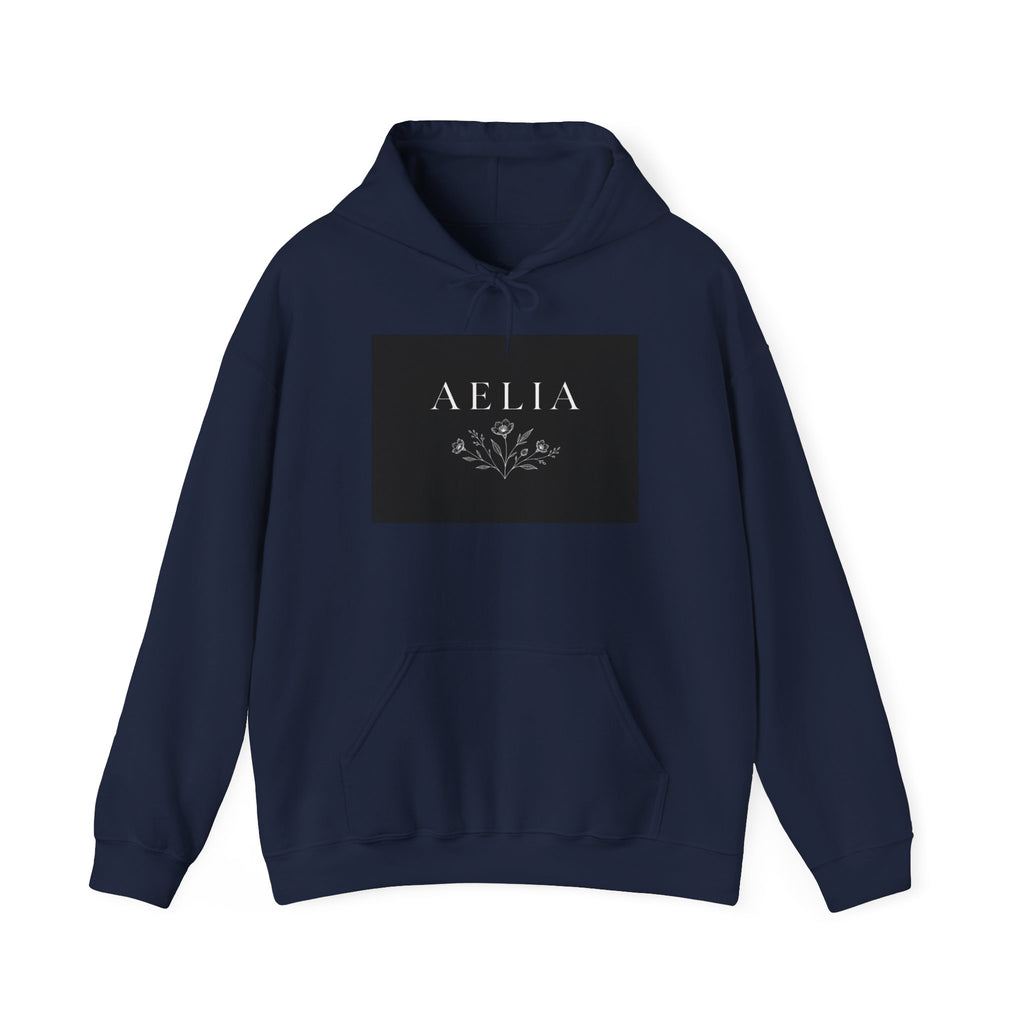 Aelia Floral Logo Hoodie — Minimal Monochrome Women’s Name Sweatshirt