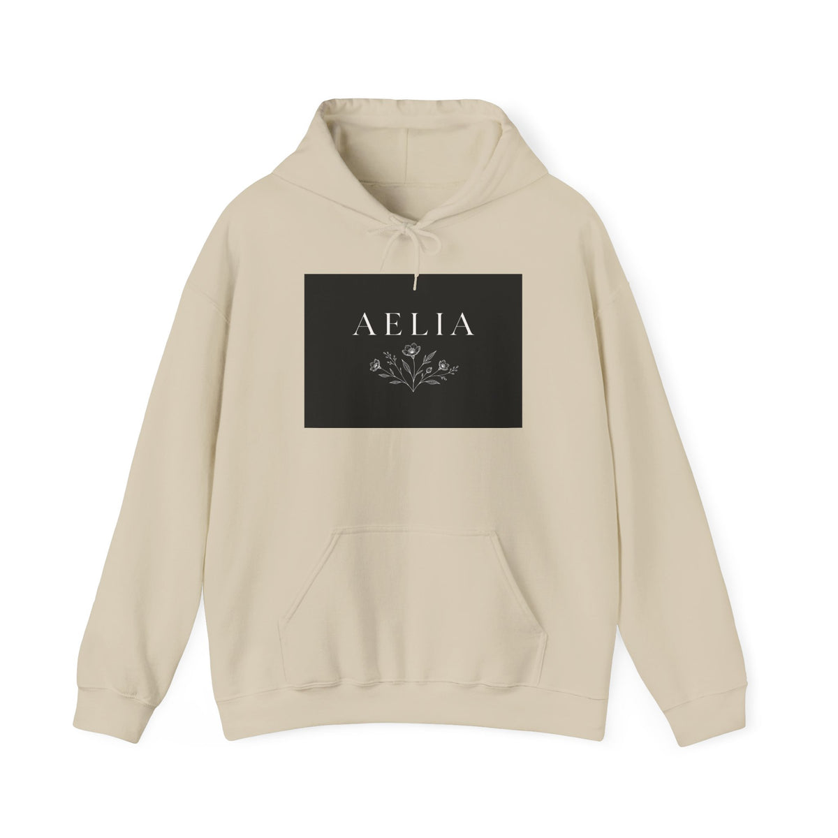 Aelia Floral Logo Hoodie — Minimal Monochrome Women’s Name Sweatshirt