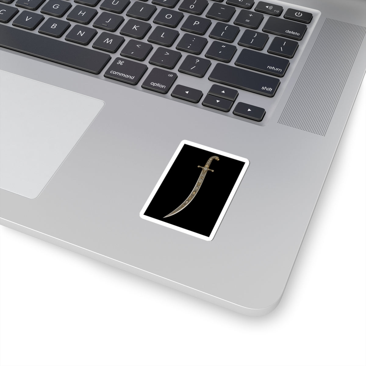Arabian Dagger Kiss-Cut Sticker — Ornate Scimitar Laptop Decal