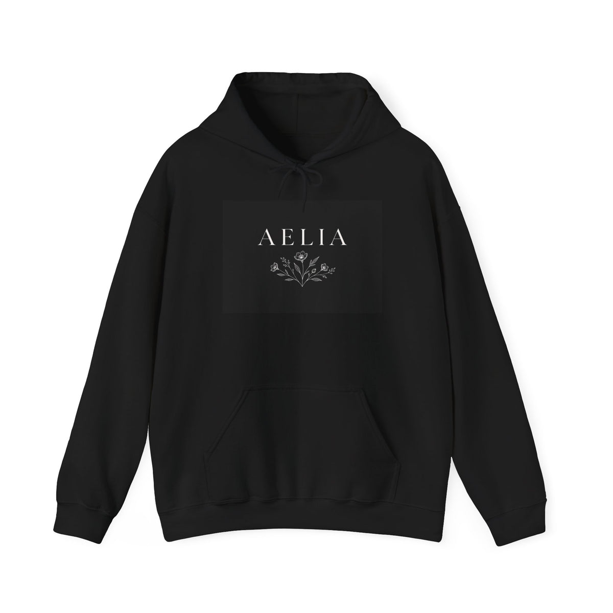 Aelia Floral Logo Hoodie — Minimal Monochrome Name Sweatshirt