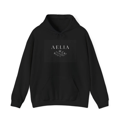 Aelia Floral Logo Hoodie — Minimal Monochrome Name Sweatshirt