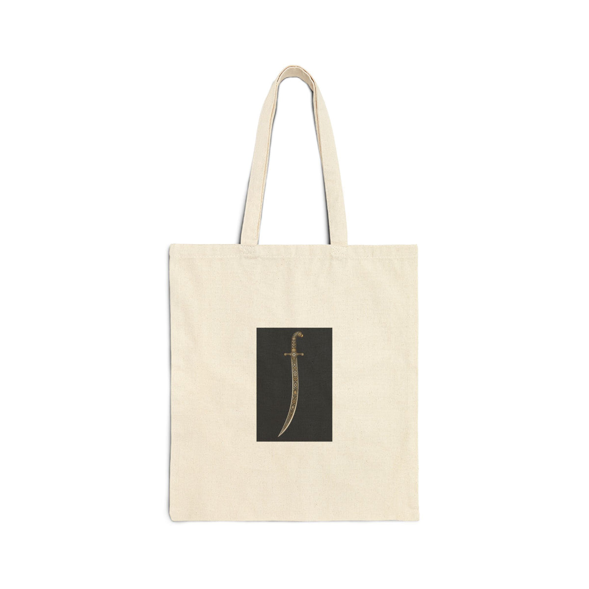 Canvas Tote Bag — Minimal Gold 'f' Monogram on Black Panel
